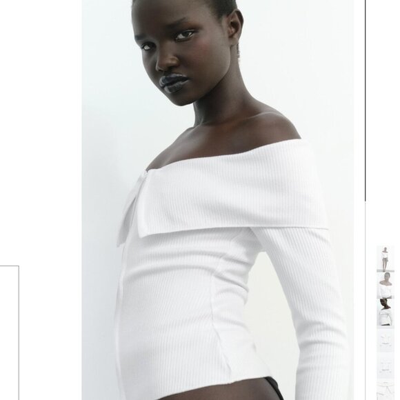 ZARA OFF-THE-SHOULDER RIBBED TOP Size M , L NEW WITH TAG! - Picture 3 of 6